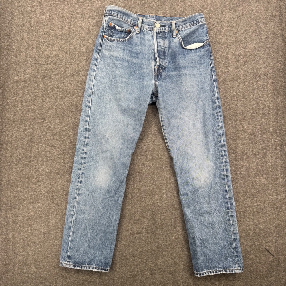 Levis 501 Original Fit Mens Medium Wash Straight Leg Denim Jeans 30 Casual work